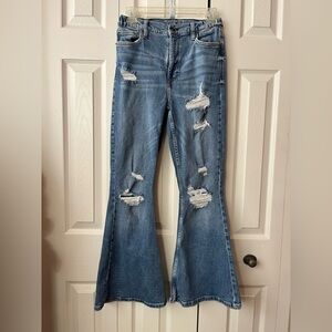 Distressed Blue Flare Jeans